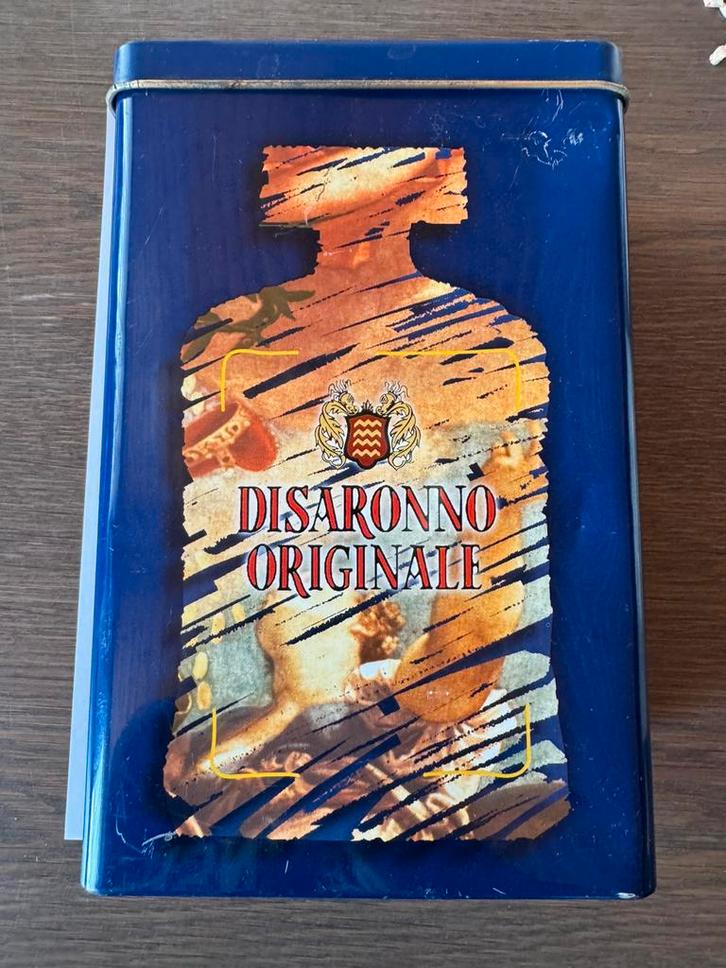 Disaronno vintage metalen doos origineel 70cl collector deco, Verzamelen, Blikken, Gebruikt, Ophalen of Verzenden