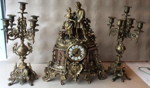antieke Bronzen horloge en kandelaars, Handtassen en Accessoires, Horloges | Antiek, Overige merken, Overige materialen, 1930 tot 1960