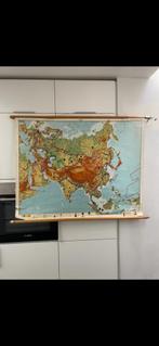 Vintage Kaart azie, Antiek en Kunst, Antiek | Schoolplaten, Ophalen