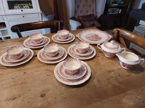 Societe ceramique maastricht boerenhoeve rood koffieservies, Antiek en Kunst, Antiek | Servies los, Ophalen of Verzenden