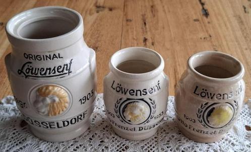 SALE 3 Vintage Duitse Löwensenf mosterdpotjes leeuwenkoppen, Antiek en Kunst, Curiosa en Brocante, Ophalen of Verzenden