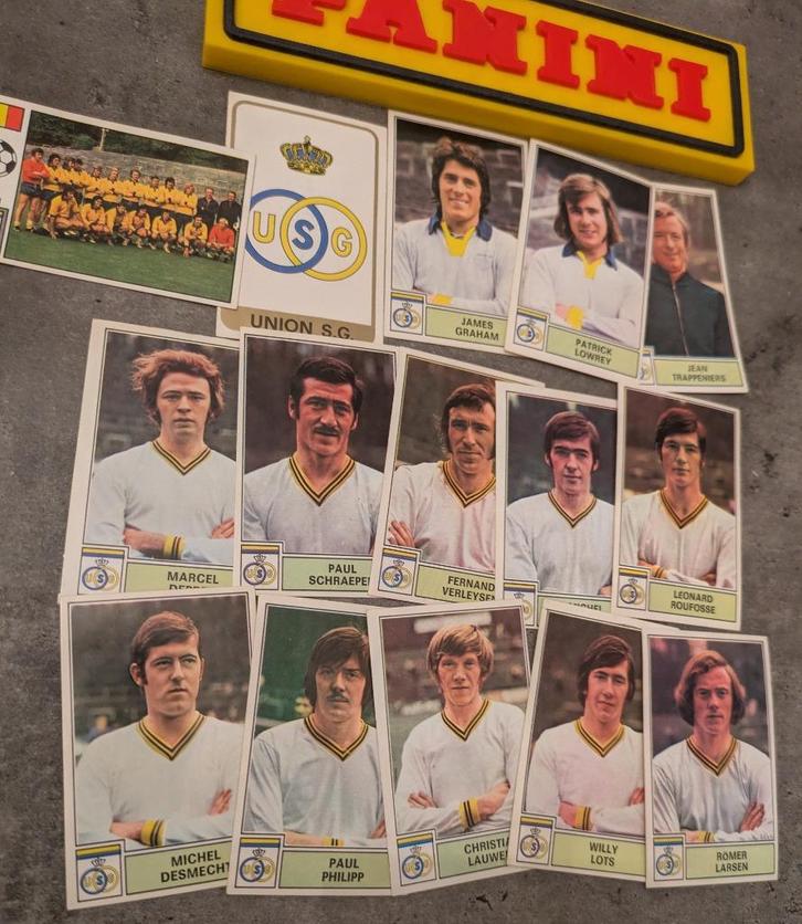 PANINI FOOTBALL 1972/73 UNION ST GILLES 15X STICKERS 1972, Hobby en Vrije tijd, Stickers en Plaatjes, Verzenden