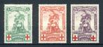 (B) 126/128 MH 1914 - Ten voordele van het Rode Kruis, Postzegels en Munten, Postzegels | Europa | België, Spoor van plakker, Ophalen of Verzenden
