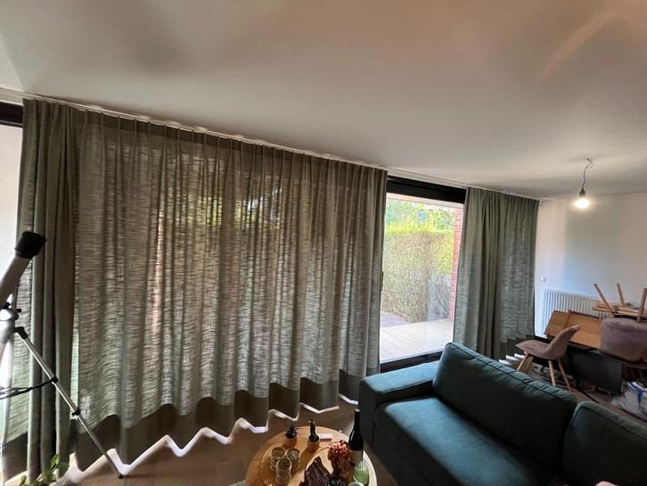 Gordijnen, Huis en Inrichting, Stoffering | Gordijnen en Lamellen, Zo goed als nieuw, 200 cm of meer, 200 cm of meer, Blauw, Groen