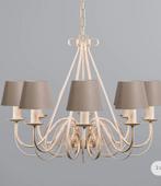 Kroonluchter creme 60cm met taupe kappen, Huis en Inrichting, Lampen | Kroonluchters, Ophalen