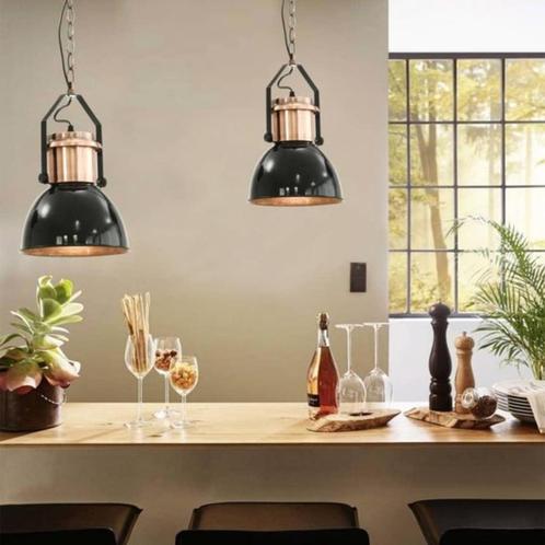 Nieuwe plafondlampen 2 st rond E27 zwart/chroom, Huis en Inrichting, Lampen | Hanglampen, Nieuw, 75 cm of meer, Metaal, Ophalen of Verzenden