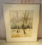 Mooi Geschilderd aquarel 'Winter in de Kempen' - Wuyts M, Antiek en Kunst, Ophalen of Verzenden