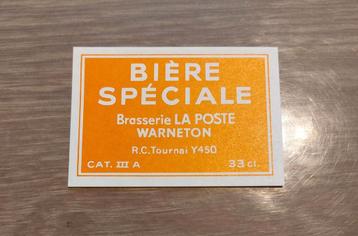 Oud bieretiket brouwerij La Poste Warneton, Enlèvement ou Envoi