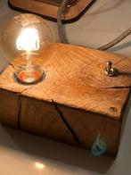 Tafellamp houten blok, Enlèvement ou Envoi, Utilisé, Bois, Moins de 50 cm