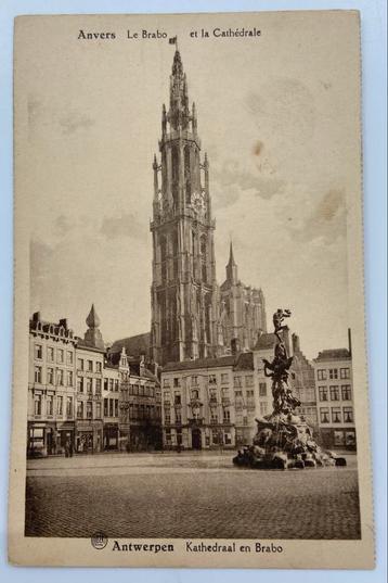 Carte postale ancienne 1930 Cathédrale d'Anvers et Brabo, Enlèvement ou Envoi, 1920 à 1940, Non affranchie, Anvers