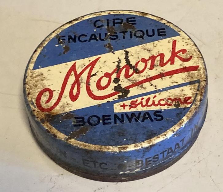 Vintage blikje Mononk boenwas, Verzamelen, Blikken, Gebruikt, Overige, Overige merken, Ophalen of Verzenden