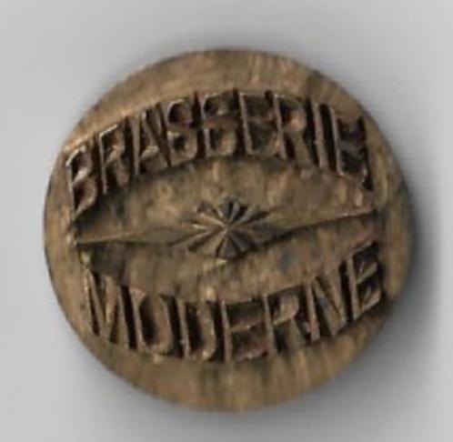 Unieke Oude stempel BRASSERIE MODERNE - was in DOTTENIJS, Verzamelen, Biermerken, Ophalen of Verzenden