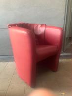 4 design rood lederen clubs 1990, Huis en Inrichting, Fauteuils, Ophalen, Zo goed als nieuw