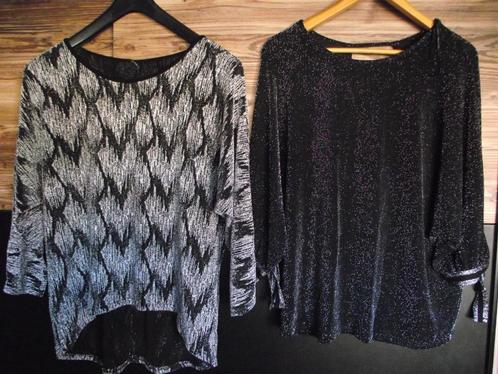 set van 2 partytops T 42/44 in zeer goede staat, Kleding | Dames, Blouses en Tunieken, Zo goed als nieuw, Maat 42/44 (L), Zwart