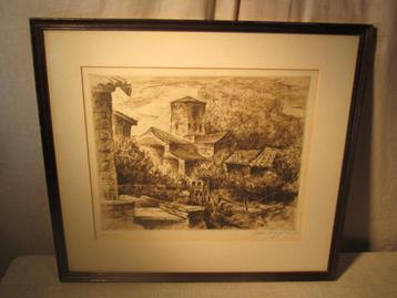 Mooie Ets 'Verlaten Dorpje' - Wymeersch - 1983 beschikbaar voor biedingen