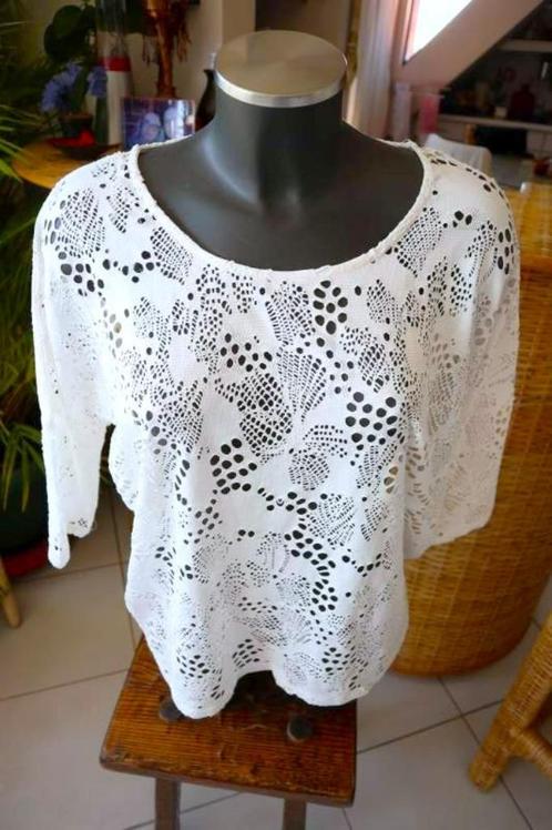 wit zacht deels transpart shirt blouse, Kleding | Dames, T-shirts, Nieuw, Maat 42/44 (L), Wit, Korte mouw, Ophalen of Verzenden