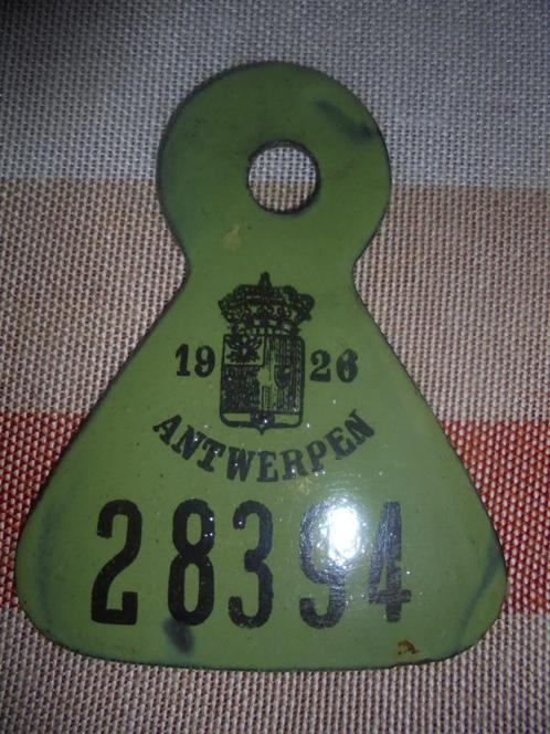 mooie taksplaat 1926 antwerpen fietsplaat email, Antiek en Kunst, Curiosa en Brocante, Ophalen of Verzenden