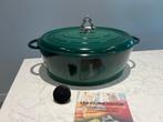 Nomar ovale braadpan 35cm - Basilicum groen, Huis en Inrichting, Gietijzer, Ophalen of Verzenden, Zo goed als nieuw, Keramische plaat