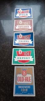 5 oude bieretiketten oude br Ide Eke, Ophalen of Verzenden