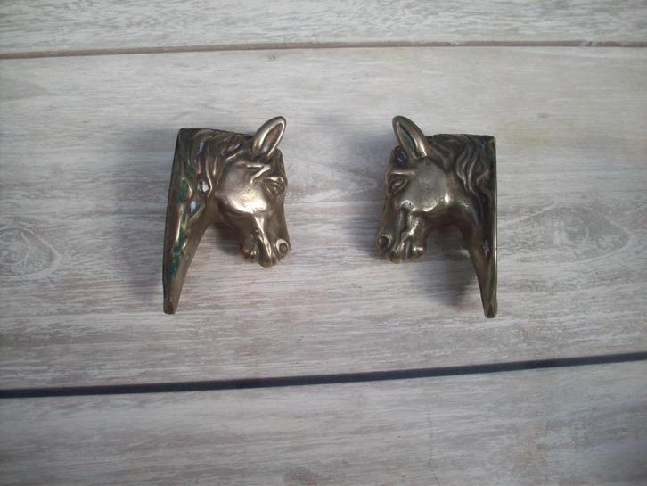 2 massieve geel koper antique mooie paarden hoofden, Antiek en Kunst, Antiek | Brons en Koper, Koper, Ophalen of Verzenden