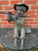 Groot Bronzen Tuinbeeld .. Jongen met Dwarsfluit.., Ophalen of Verzenden