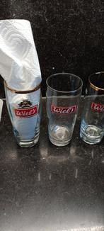 4 verschillende oude perfekte bierglazen oude br WIELEMANS, Ophalen of Verzenden, Zo goed als nieuw