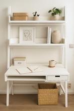 Bureau blanc avec étagères et tiroir – Marque BANAK, Maison & Meubles, Enlèvement, Comme neuf, Bureau