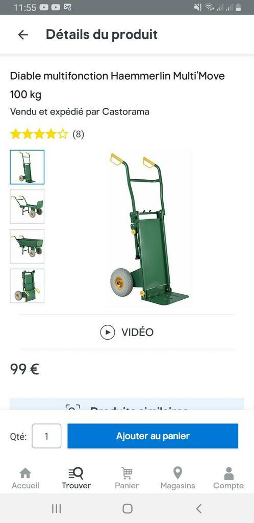 Diable multifonction neuf Haemmerlin 100 kg, Bricolage & Construction, Chariots de transport, Neuf, Diable, Enlèvement