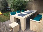 Steigerhouten Tuinset Natuursteen VOOR ACTIE PRIJZEN korting, Nieuw, Tuinset, 8 zitplaatsen, Ophalen of Verzenden