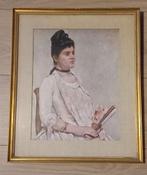 ancienne reproduction - Portrait de la belle fille 1889 giul, Antiquités & Art, Enlèvement