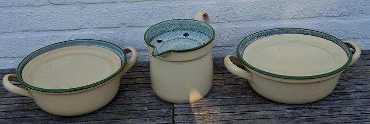 antieke emaillen kookpotten en melkkoker (1940-1950), Antiek en Kunst, Antiek | Email, Ophalen of Verzenden