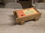 Houten vintage speelgoed blokken kar, Kinderen en Baby's, Ophalen of Verzenden, Gebruikt, Overige typen