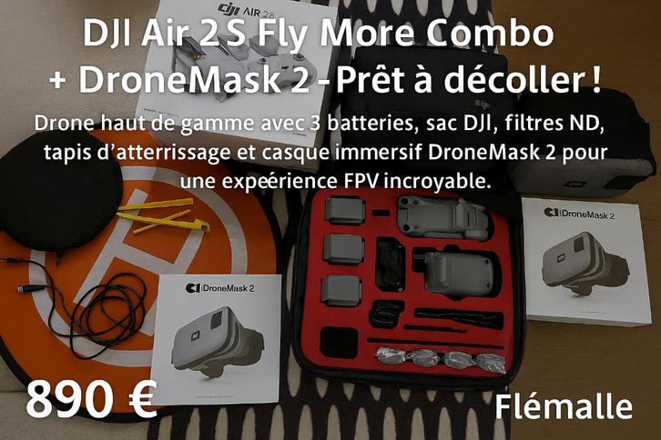 ️ Drone DJI Air 2S Fly More Combo + Casque DroneMask 2, Audio, Tv en Foto, Drones, Zo goed als nieuw, Drone met camera, Ophalen