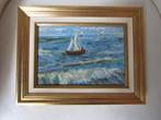 Schattige kleine „Marine with a Sailboat” gesigneerd: HANS, Ophalen of Verzenden