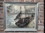 Kunstwerk, schilderij met boot/schip José Van Gucht, Antiquités & Art, Enlèvement ou Envoi