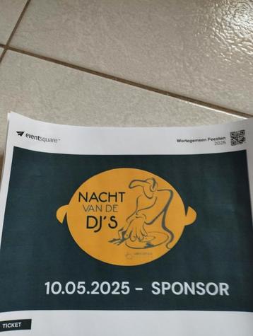 Kaarten nacht van de DJ's 10 mei beschikbaar voor biedingen