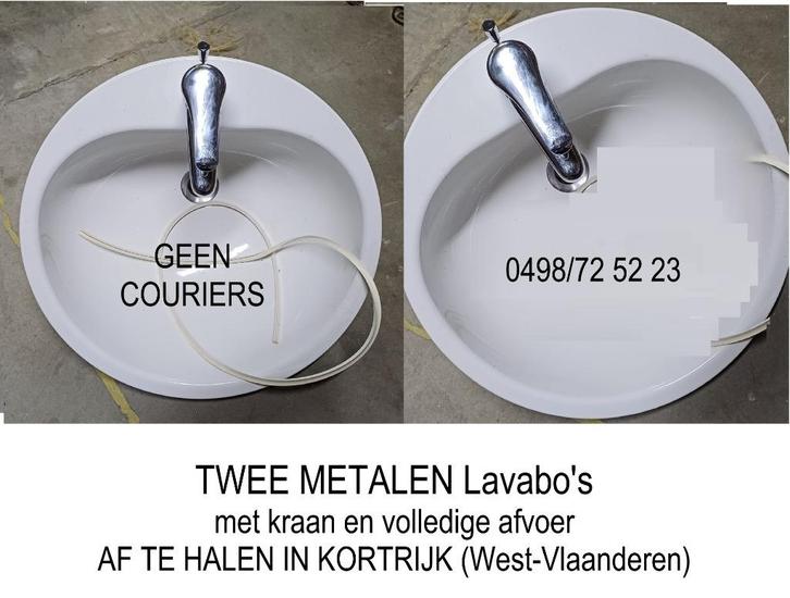 twee ronde ijzeren lavobo's voor inbouw, Doe-het-zelf en Bouw, Sanitair, Zo goed als nieuw, Wastafel, Ophalen of Verzenden