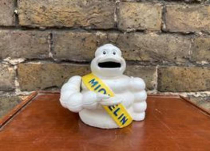 Michelin Bibendum gietijzeren mechanische spaarpot, Verzamelen, Merken en Reclamevoorwerpen, Zo goed als nieuw, Overige typen