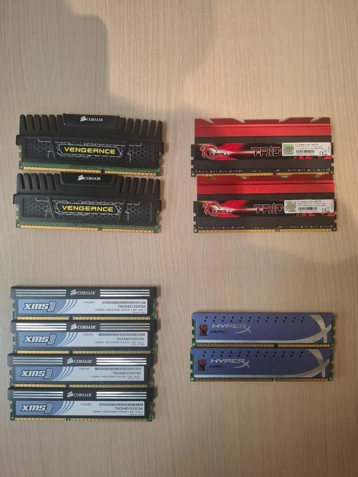 4 verschillende ddr3 ramkits Corsair / HyperX / Gskill, Computers en Software, RAM geheugen, Gebruikt, Desktop, DDR3, Ophalen of Verzenden