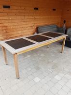 Tuintafel teak met granieten tegels, Tuin en Terras, Ophalen, Gebruikt, Rechthoekig, Hout