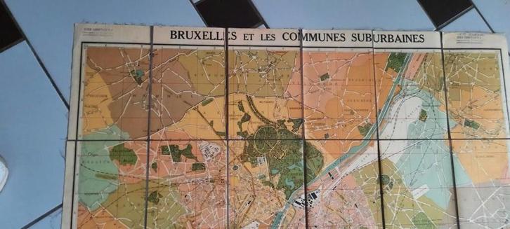 Carte de Bruxelles, Antiek en Kunst, Antiek | Schoolplaten, Ophalen of Verzenden