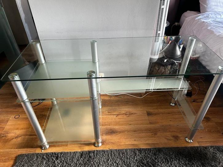 Bureau en verre, Huis en Inrichting, Bureaus, Gebruikt, Bureau, Ophalen