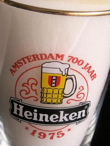 Heineken bier glas vaas 1975 700 jaar Amsterdam beschikbaar voor biedingen