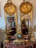 Groot antiek bronzen pendulestel met kindje 65 cm hoog, Antiek en Kunst, Ophalen