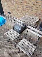2 tuinstoelen + tafeltje, Ophalen, Gebruikt