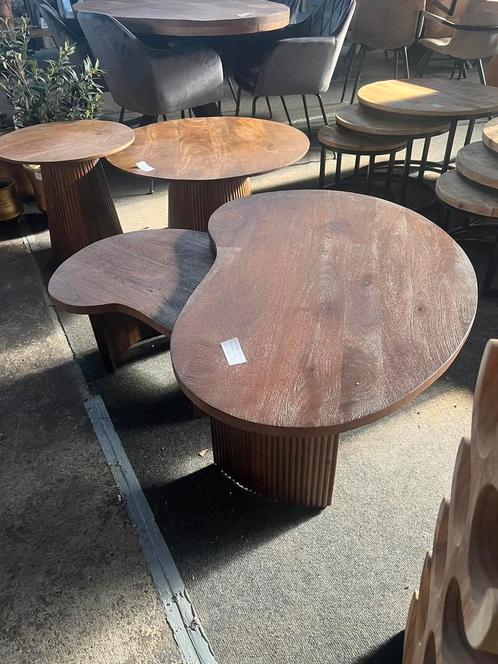 Salontafelset van 2 mangohout (outlet), Huis en Inrichting, Woonaccessoires | Overige, Zo goed als nieuw, Ophalen