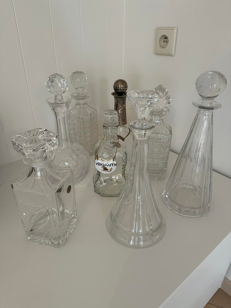 9 carafes de cristal, Antiquités & Art, Enlèvement