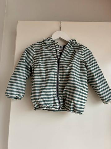Petit Bateau Light Rain Jacket Regenjas gestreept Groen/Wit beschikbaar voor biedingen