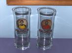 2 Vintage primus glazen met voetballers op., Verzamelen, Ophalen of Verzenden, Gebruikt, Bierglas