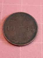 DUITSLAND DERDE RIJK 1 Reichspfennig 1934 A, Duitsland, Ophalen of Verzenden, Losse munt